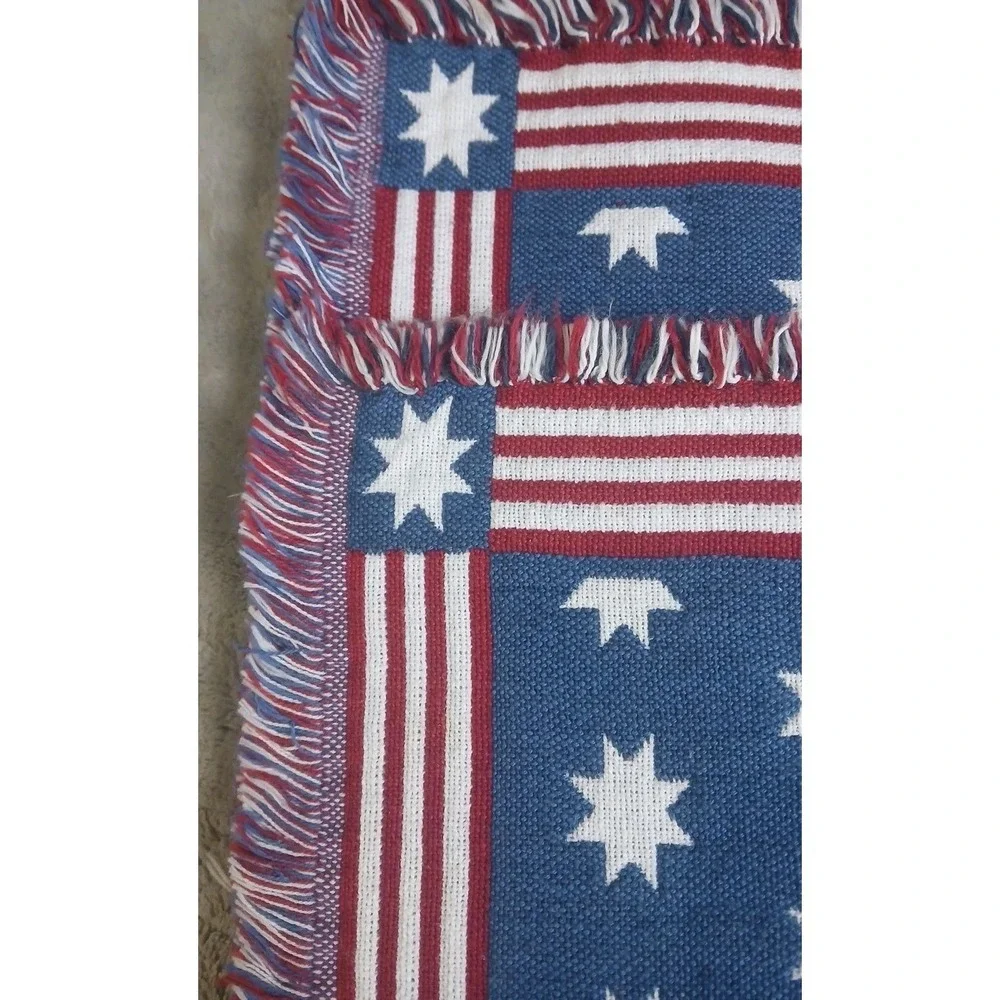 Set of 4 Patriotic Tapestry Placemats Stars Stripes Flag 4th of July Cotton READ